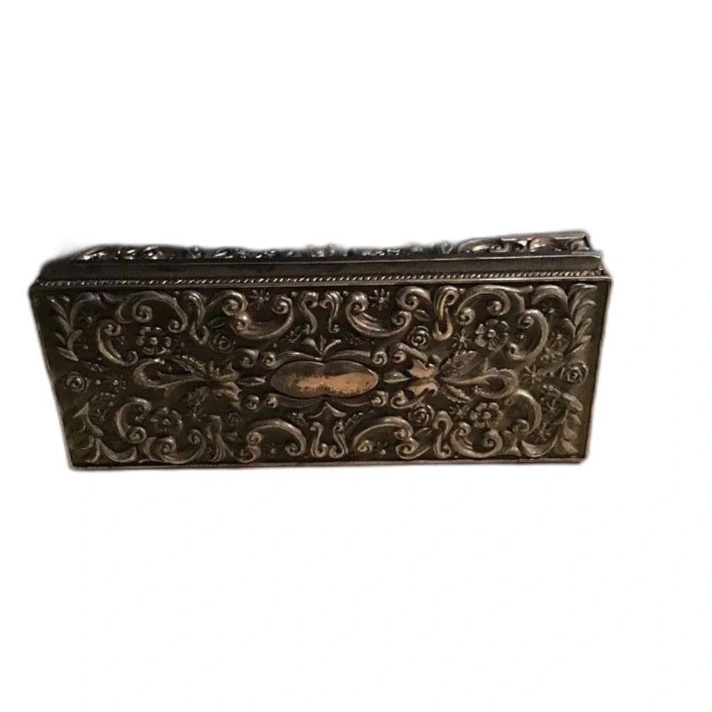 Vintage Godinger Silver Plated Jewelry Box with Floral Repoussé & Velvet Lining